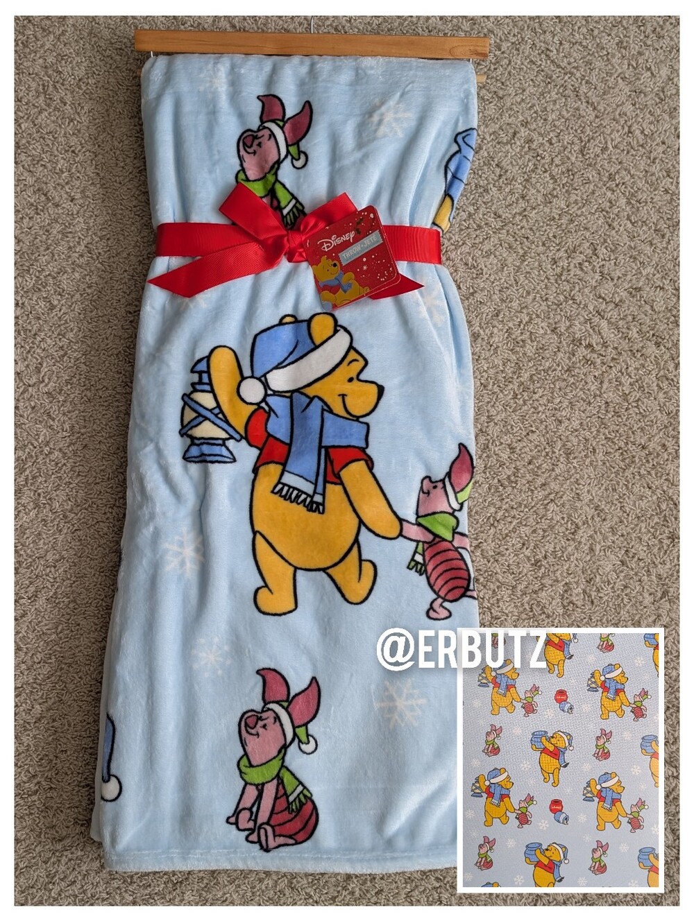 Disney Winnie The Pooh Winter Pooh Bear & Piglet Oversized Plush Throw Blanket❄️